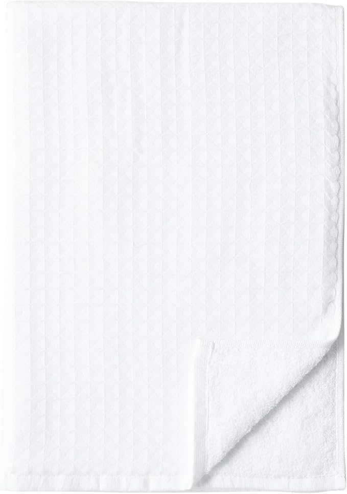 UCHINO Waffle Twist Cotton Weave Hand Towel for Bathroom Lightweight Absorbent Quick Dry Honeycomb Texture Solid Terry Loop Reverse 20" x 30", 1 Hand Towel, White