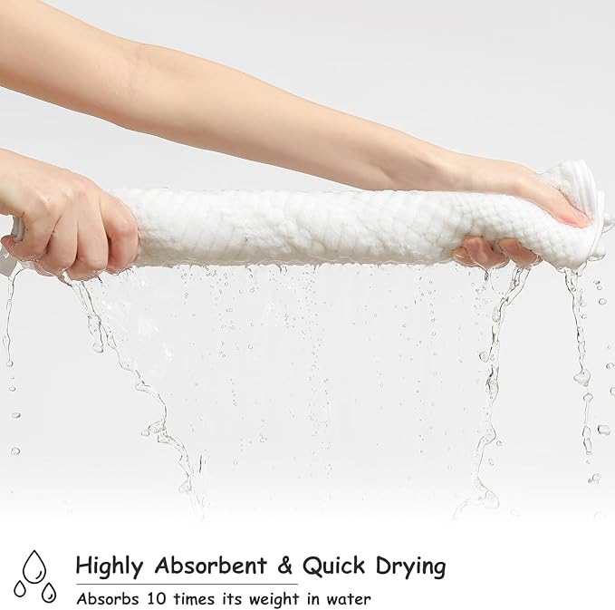 18 Pcs White Woven Family Towels Set-6 Bath Sheets,6 Hand Towels,6 Washcloths Soft Polyester Towels Absorbent Shower Towel Quick Dry Beach Chair Towel Lint Less Towels Set for Bathroom Spa Gym Hotel