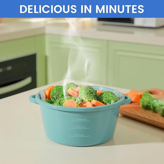 Microwave Steamer for Vegetables, Microwave Cookware with Lid, 2.5L Capacity, Perfect Cooker Bowl for Steaming Broccoli & Pasta