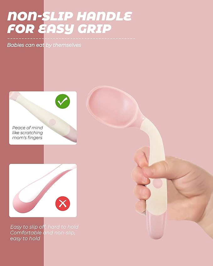 10 Pcs Toddler Utensils, Spoons and Forks Set with Bendable Handle, 5 Forks and 5 Spoons, Baby Feeding Set for Self Feeding