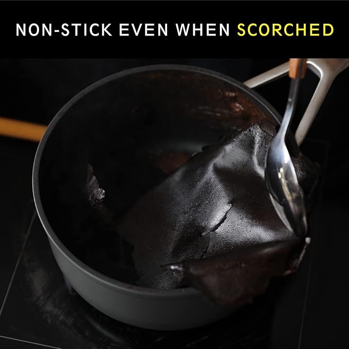 MSMK 2.5 Quart Sauce Pan with lid, Stay-Cool Handle, Burnt also Nonstick, Scratch-resistant, Induction Cooking Pot