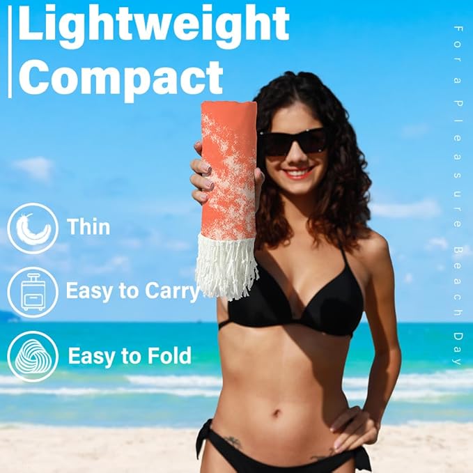 2 Pack Turkish Beach Towel Quick Dry Absorbent Cotton Lightweight Thin Bathroom Bath Pool Swim Towels Extra Large Oversized Sand Free Beach Accessories Essentials Stuff Cloud Adults Gift