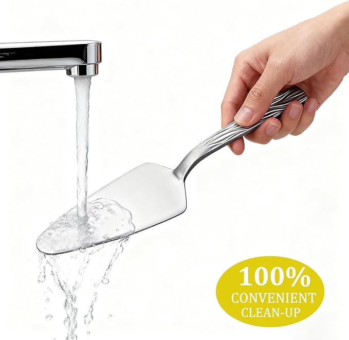 Silver Cake Server, 9.3-inch Stainless Steel Pie Server, Pizza Server of 3, Pie Server Spatula, Cake and Pie Servers, Dishwasher Safe