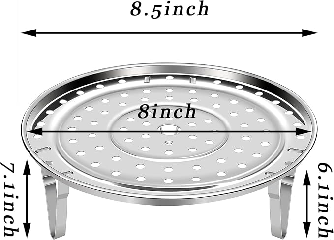 Steamer Rack for Cooking,18/8 Stainless Steel Steaming Rack,8.7 Inch Steam Tray with Removable Legs for Steamer Cookware Baking Instant Pressure Cooker Multi-functional Steamer Basket