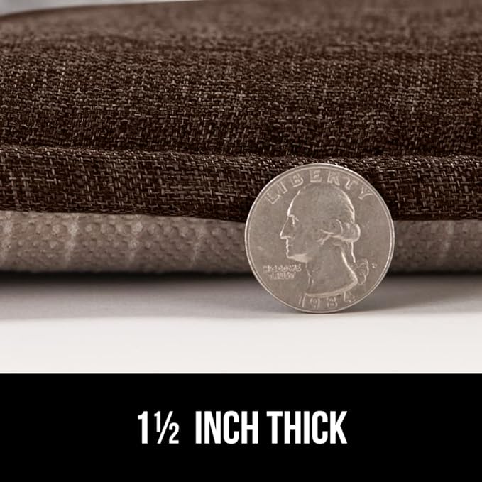 GORILLA GRIP Slip Resistant Tufted Chair Cushions, No Ties Required, Memory Foam Pads for Dining Room Kitchen Table, Office, Rocking Chairs, Plush Seat Cushion Pad, Home Decor, Set of 4, 16x17, Brown