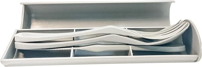 Knork Eco Astrik Plant Based Travel Set, 4 Piece (Eco Fork Knife Spoon With Carry Case, Gray