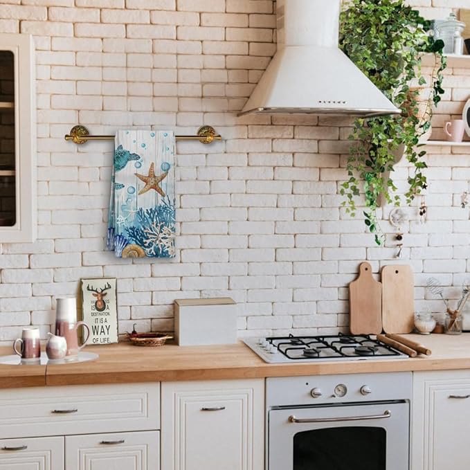 Sea Turtle Hand Towels Set of 2 Breathable Ocean Beach Hand Towels Highly Absorbent Tropical Coastal Bath Towels for Gym Hotel Decorative Summer Kitchen Towels 28.7x13.7 Inc