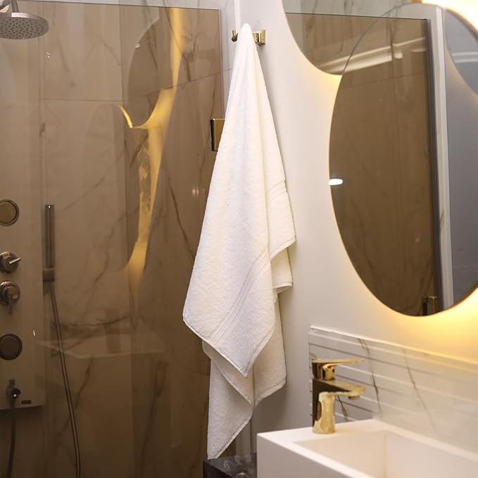 6 Piece Bathroom Towel Set - Luxury & Soft - 100% Cotton, Hotel Quality, Absorbent, Includes 2 Bath Towels (28" x 56"), 2 Hand Towels (16"x28") and 2 Wash Cloths (12"x12") - White