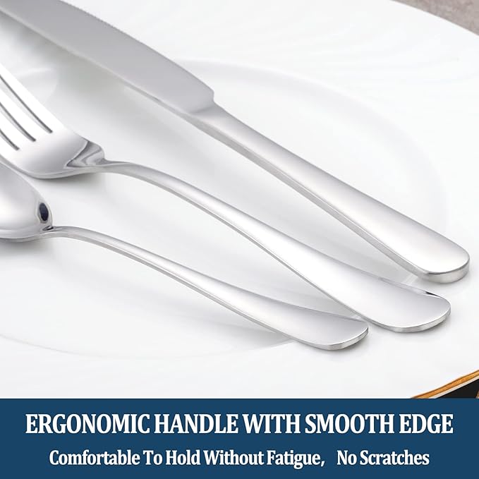 32 Piece Dinner Forks Set, Food-Grade Stainless Steel Silverware Forks, Cutlery Fork, Metal Fork for Home, Kitchen or Restaurant, Mirror Polished, Dishwasher Safe - 8 Inch