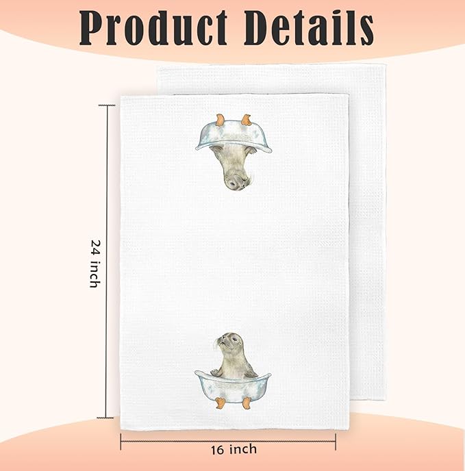 Seal Gifts Hand Towels Decorative, Toddler Kids Bathroom Decor, Ocean Seal Beach Hand Towels Drying Cloth for Kids Toddler Bathroom Decor, 16x24 Inch