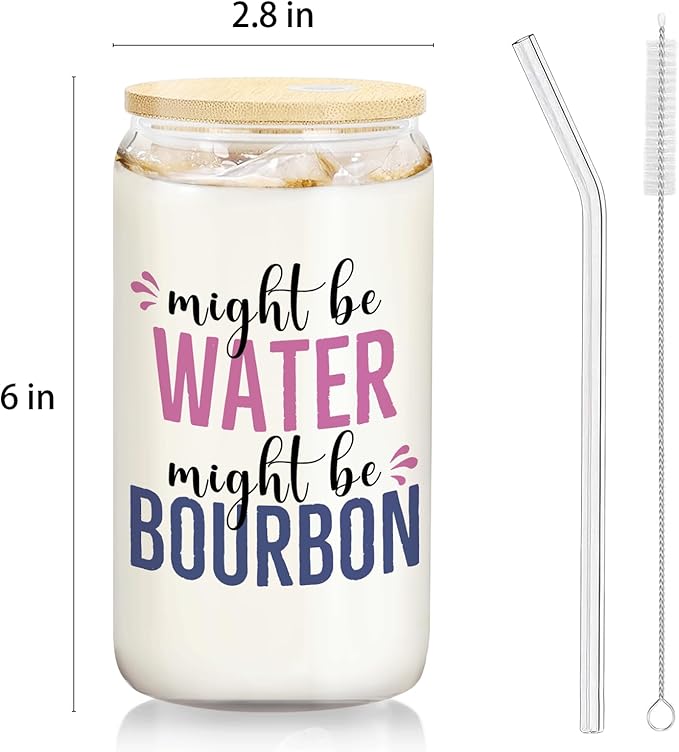 Bourbon glasses cup Gifts for Cocktail Lovers, Funny Might Be Bourbon Tumbler Gifts For Women 14oz,Tequila Lime drinking jar for Cocktail Lovers
