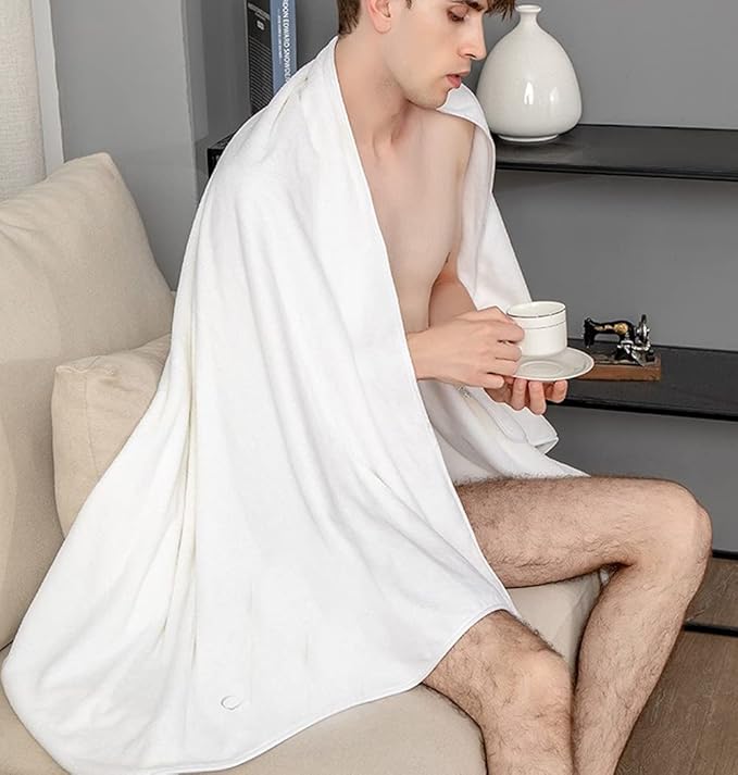 MYLSMPLE Luxury Microfiber Extra Large Bath Towels Beach Bath Sheets Fast Drying Towels Soft Absorbent Towels (36 Inch X 72 Inch) (Coral Fleece-White, 36 Inch X 72 Inch)