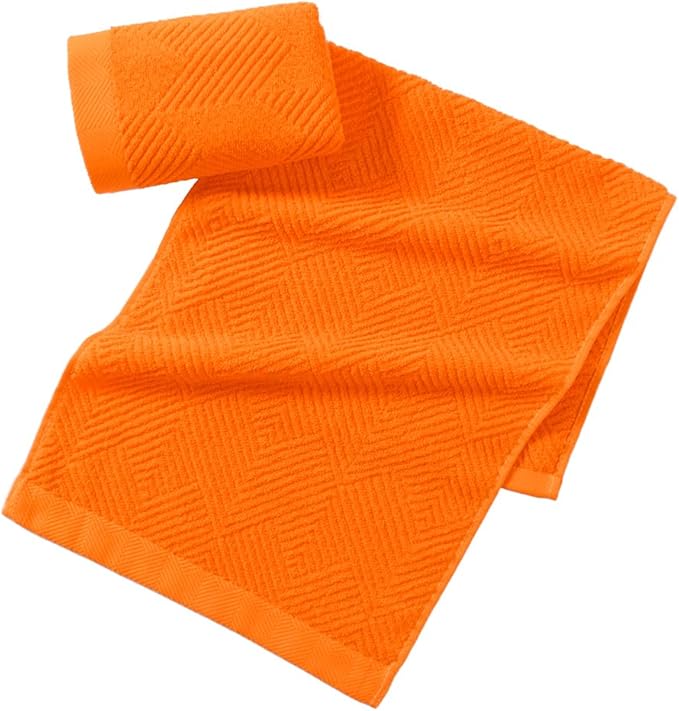 sense gnosis Super Soft Orange Hand Towels Terry Striped Weave Pattern Ultra Absorbent 100% Cotton Hand Towel for Bathroom Home Decorations 13 X 29 Inch, 2 Pieces