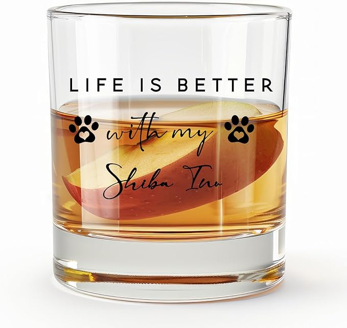 Shiba Inu Gifts Whiskey Glasses 10 oz, Dog Mom Dad Lovers Owners Gifts, Funny Shiba Inu Old Fashioned Rocks Glasses Cup for Women Men Drinking Scotch Bourbon Liquor