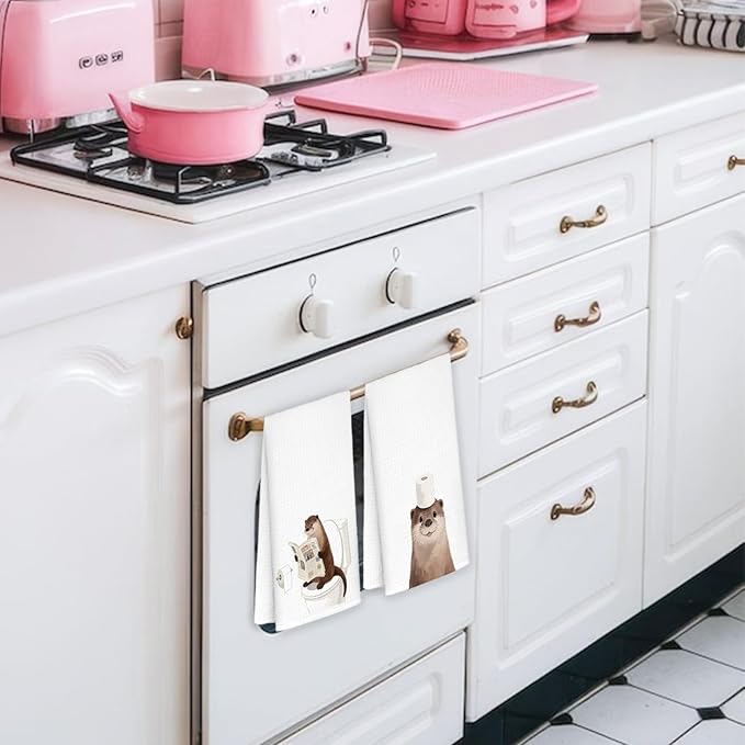 Sea Otter Bathroom Hand Towels Set of 2, Kids Bathroom Decor, Gifts for Otter Lovers Decorative Funny Hand Towels for Kids Bath Room Washroom Toilet, 16x24 Inch