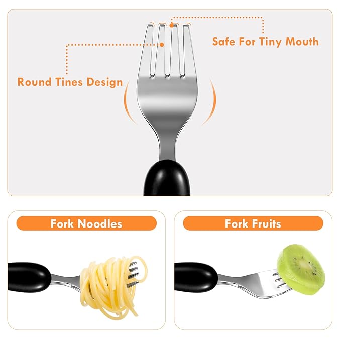 Lehoo Castle 6 Pieces Toddler Utensils, Kids Silverware for 2 3 4 Years Old, Stainless Steel Fork and Spoon Set with Plastic Handle, Safe Toddler Cutlery (Engineering Vehicle)