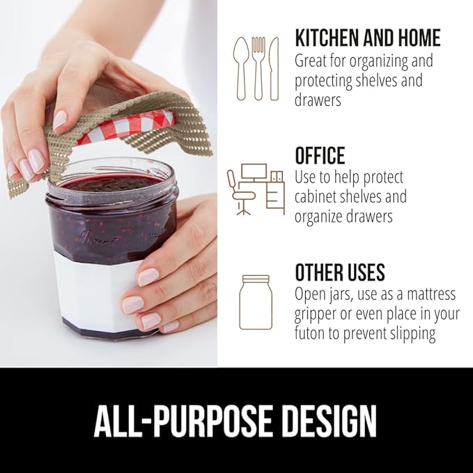 GORILLA GRIP powerGRIP Drawer Shelf and Cabinet Liner, Thick Strong Hold, Non-Adhesive Liners Protect Kitchen Cabinets and Cupboard, Bathroom Drawers, Easy Install, Breathable Mat, 12" x20', Beige