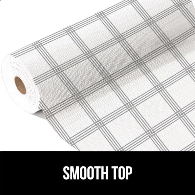 GORILLA GRIP Slip Resistant Drawer and Shelf Liner 2 Pack, Non Adhesive Water Resistant, Easy Trim, Smooth Surface Liners for Kitchen Cabinet Shelves Drawers Pantry, 17.5 IN x 20 FT, Stripe Gray White