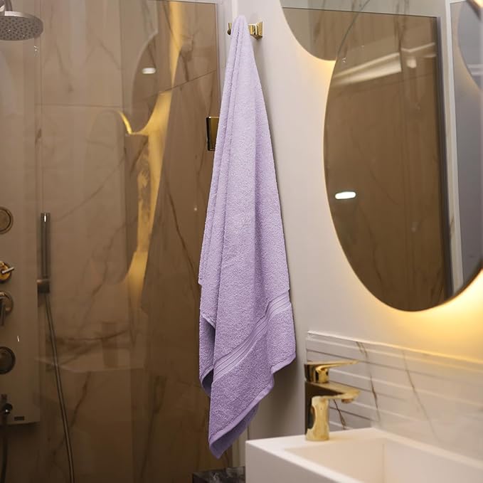 Hotel Quality Towels Set of 4-100% Cotton & Decorative Cute, 100% Cotton - Includes 1 Bathroom Towel (28" x 56"), 1 Hand Towel (16"x28") and 2 Wash Cloths (12"x12") - Lilac