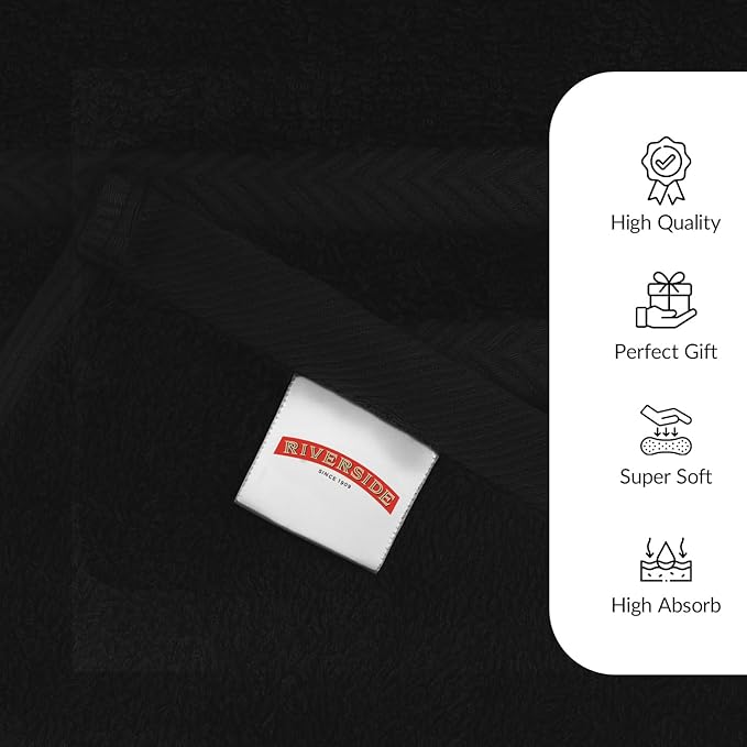 RIVERSIDE Pack of 2 Extra Large Bath Sheets 35 x 70 Inches - 100% Ring Spun Cotton Hotel Quality Oversized Bath Towels - Super Soft, Highly Absorbent & Quicker to Dry - Black