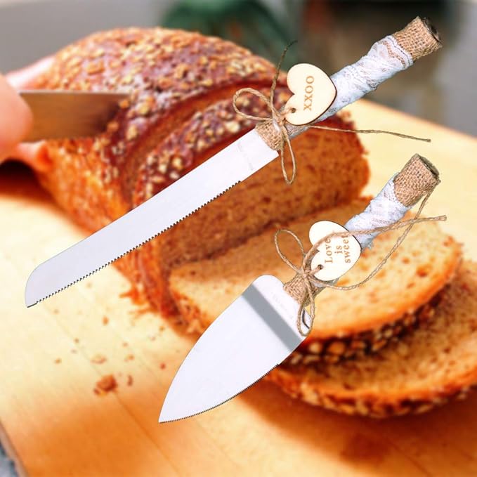 Rustic Love Sign Wedding Cake Knife and Server Set,Pizza Pie Cake Knife Serveing,Rustic Wedding Cake Knife Set for Partys Weddings Birthdays Anniversaries (love and XO)