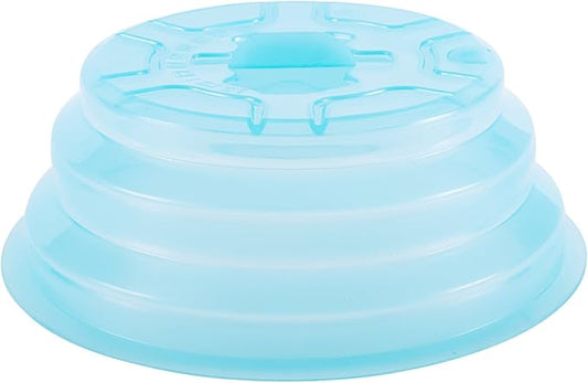 Kichwit Collapsible Silicone Microwave Plate Cover Splatter Guard, Dishwasher Safe & BPA Free, 11”, Blue
