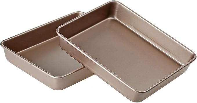 11 Inch Baking Sheets Pan Nonstick Set of 2, Walooza Cookie Sheet Replacement Toaster Oven Tray, Deep Size 2 inch Bakeware, Non Toxic & Heavy Duty & Easy Clean