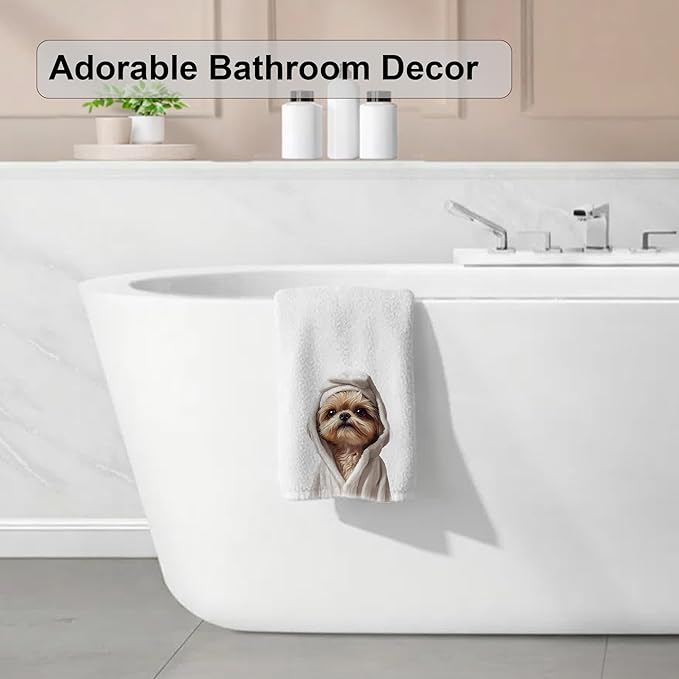 Shih Tzu Gifts Hand Towels–Upgraded Fabric, Funny Dog Hand Towels for Bathroom Washroom Restroom Decor, Shih Tzu Gifts for Women Dog Lovers, 16x24 Inch
