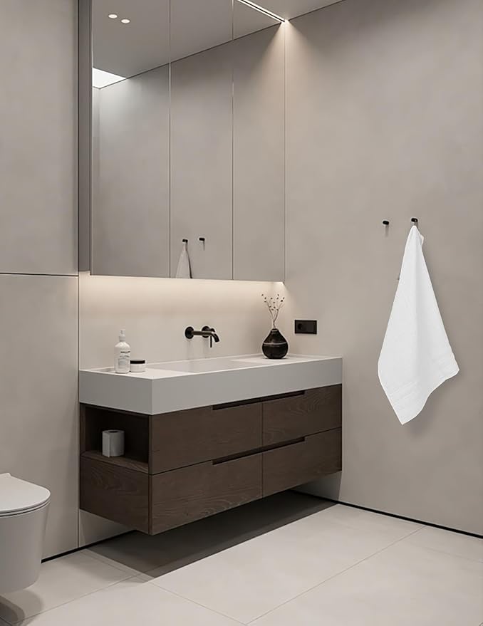 Large Bath Towels Set of 6 – 24" x 50" – 100% Cotton Terry – Durable, Soft & Quick Dry – White Multipurpose Towels for Bathroom, Gym, Spa, Pool & Daily Use