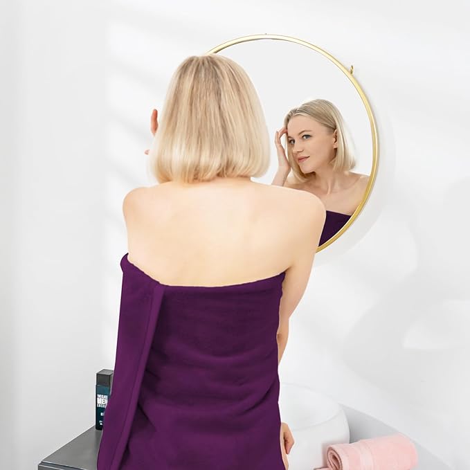 COZYART Purple Bath Towels for Bathroom 2 Pcs, 27x54 Cotton Bath Towel Set Super Soft Highly Absorbent Durable 650 GSM Shower Towels for Daily Use