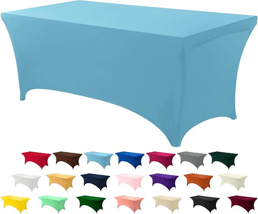 Utopia Kitchen 6FT Spandex Tablecloth [1 Pack, Blue Mist] 200 GSM Stretch, Fitted, Washable and Wrinkle Resistant Table Cloth Rectangle Cover for Trade Shows, Wedding, Parties [72Lx30Wx30H Inch]