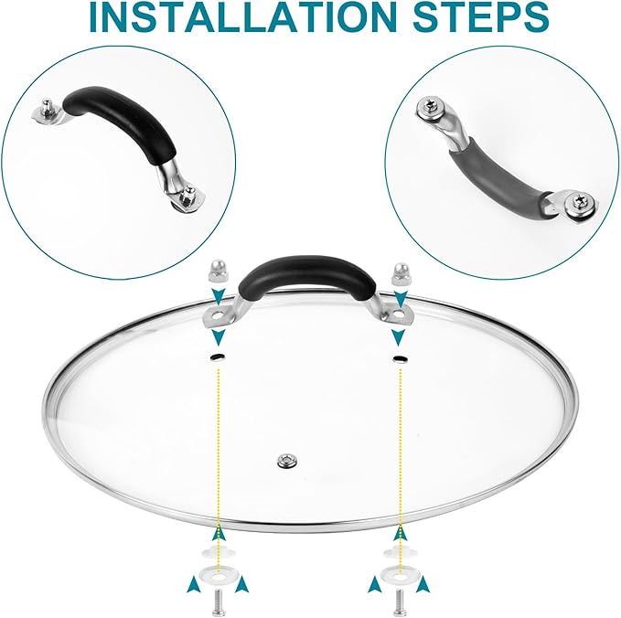 8 Inch Pan Lid - Glass Lid with Stainless Steel Handle for Frying Pan and Pots (8" Lid)