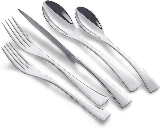 20 Pieces Silverware Set Service for 4,Modern 18/10 Stainless Steel Flatware Cutlery Set,Utensil Set for Home Restaurant Hotel,Mirror Polished,Dishwasher Safe
