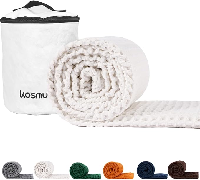 Luxury Organic Japanese Cotton Waffle Bath Towel | Thick, Absorbent, Quick Dry Bathroom Towels for Shower, Sauna, Onsen| Hotel & Spa Quality, Gift-Ready (Shell White, Bath Towel (55" x 34"))