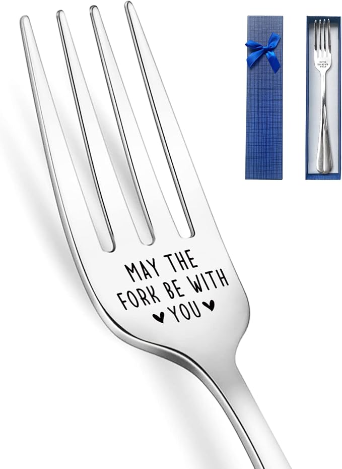 May The Fork Be With You Funny Engraved Stainless Steel Fork,Gifts for Boyfriend Girlfriend Husband Men Women Mom Dad Anniversary Valentines Mother's Day Birthday Christmas Star Movie Gifts