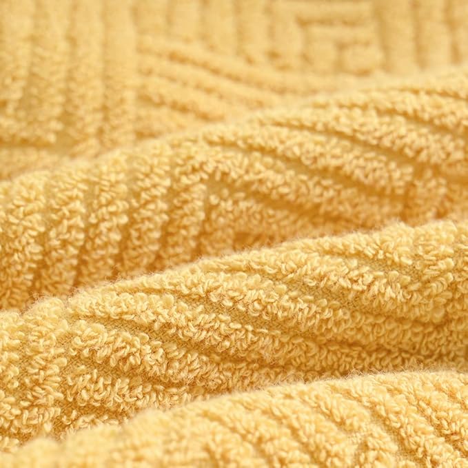 sense gnosis Yellow Hand Towels Set of 2 Striped Weave 100% Terry Cotton Towel Super Soft Highly Absorbent Face Towel for Bathroom 13" X 29"