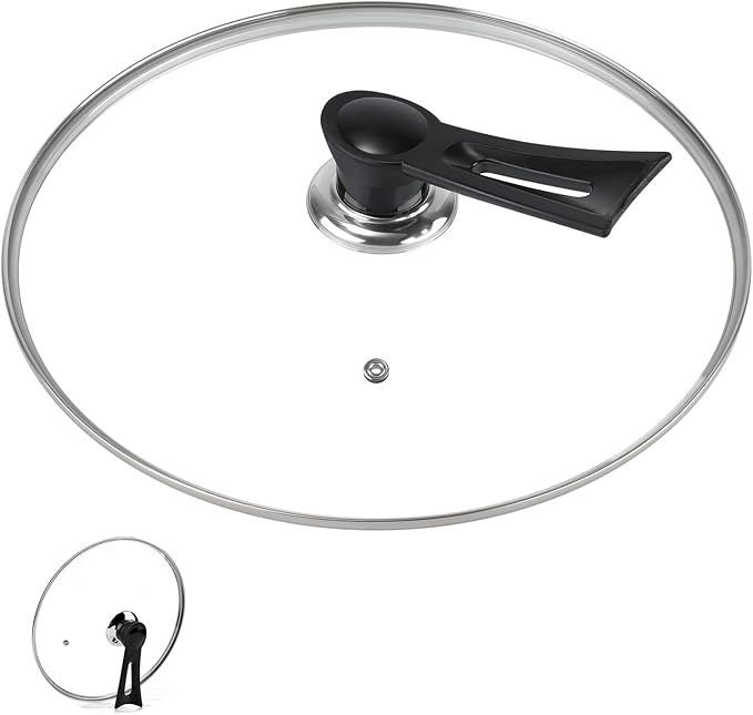 11 Inch Pan Lid, Universal Pot Lid, Support Vertical Placement, 4mm Clear Tempered Glass, Compatible with Dishwasher and Ovens