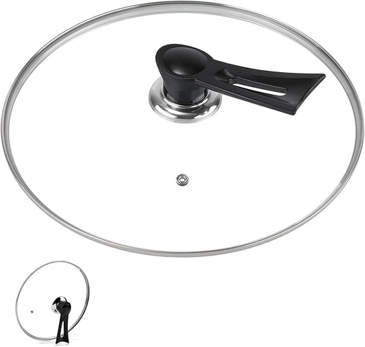 10.5 Inch Pan Lid, Universal Pot Lid, Support Vertical Placement, 4mm Clear Tempered Glass, Compatible with Dishwasher and Ovens