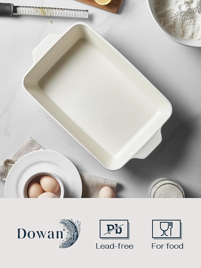 DOWAN 9x13-inch Baking Dish, Deep Casserole Dishes for Oven, Lasagna Pan Deep,135 oz Ceramic Baking Pan with Handles, Oven Safe for Baking, Home Decor Gift, Blue