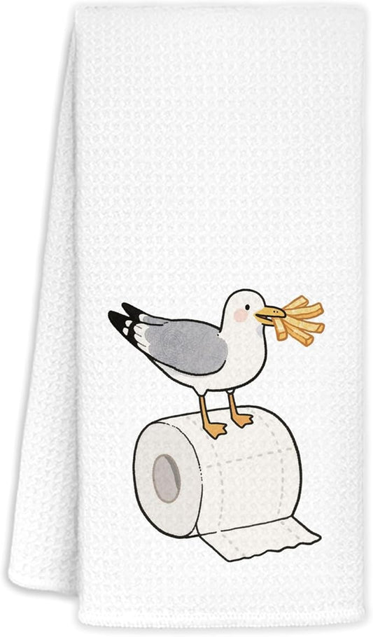 Seagull Hand Towels - Seagulls Gifts for Bird Lovers, Seagull Bird Decor, Coastal Nautical Beach Sea Gull Decorative Hand Dish Tea Towels for Kitchen Bathroom, 16x24 Inch
