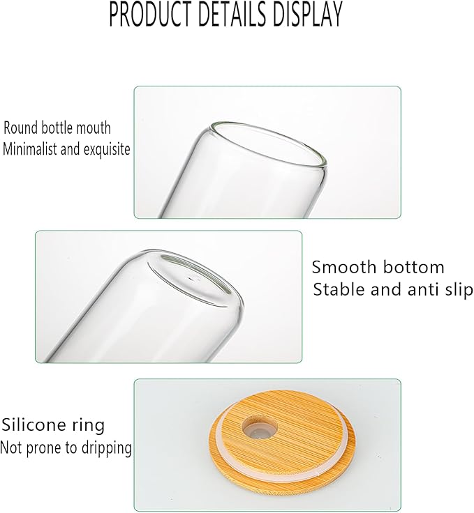 Mimi Glass Cups 16 Oz - with Lids and Straws, Mothers Day, Birthday and Christmas Gifts, Perfect for Office, and Home Use