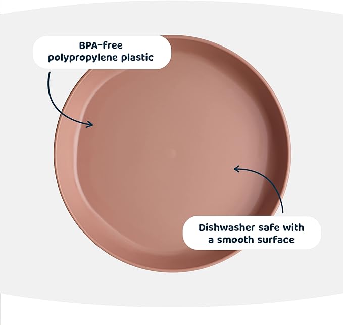 Tiny Twinkle Tableware 3 Pack Dish Set- BPA-Free Cups, Plates and Bowls Sets For Kids and Toddlers - Polypropylene Plastic Dinnerware Set (Sand, Cinnamon, Taupe) Plate