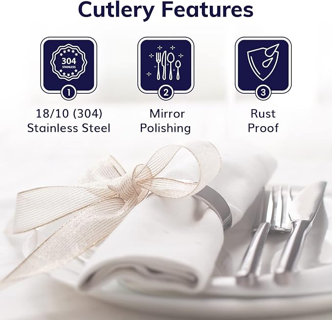 Aafeen 20 Piece Silverware Flatware Cutlery Set | 18/10 Stainless Steel Flatware Set For 4 | Heavy Duty, Durable, Rust Proof Mirror Polished, Elegant Tableware (1.17)