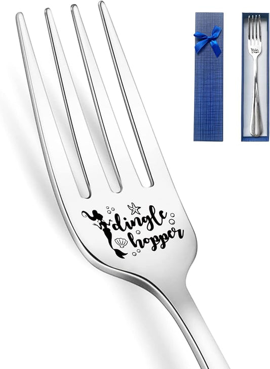 Dingle Hopper Funny Engraved Stainless Steel Fork,Funny Women Men Kids Friends Sisters Creative Little Mermaid Lovers Fork Birthday Father's Day Mother's Day Valentine's Christmas Gifts
