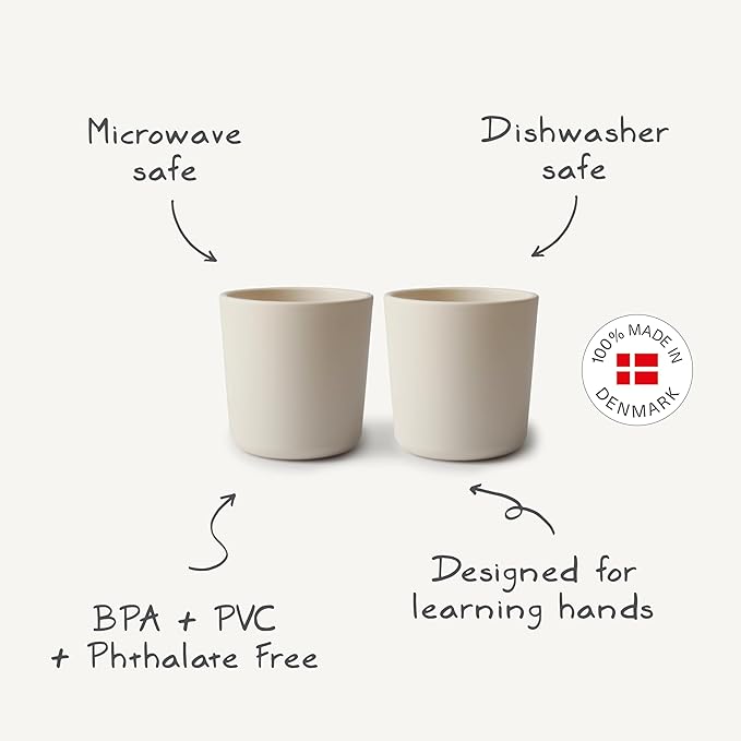 mushie Dinnerware Cups For Kids | Made in Denmark, Set of 2 (Powder Blue)