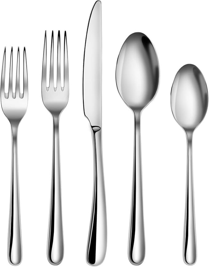 Cangshan RAIN II Flatware Set, Stainless Forged, Window Box, Metallic Finish (20-Piece)