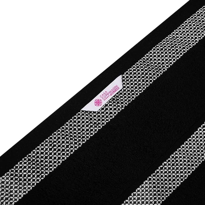 CASA COPENHAGEN Solitaire Towels, 4 Pieces Bath Towel Set- Black, 600 GSM Designed in Denmark Made of Soft Egyptian Cotton for Bathroom, Kitchen & Shower