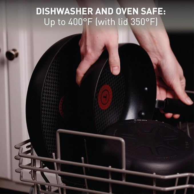 T-fal Ultimate Hard Anodized Nonstick Fry Pan Set 2 Piece, 10, 12 Inch, Oven Broiler Safe 400F, Cookware, Pots and Pans Set Non Stick, Kitchen Frying Pans, Cooking Skillets, Dishwasher Safe, Grey