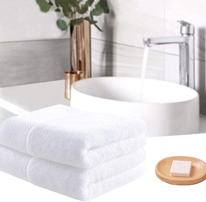 Lin Cotton Hand Towels, Soft & Highly Absorbent Hand Towel for Bathroom,White 2 Pack,14 x 30 Inch