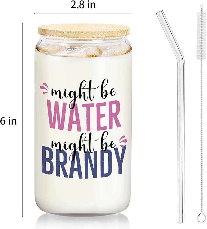 Brandy glasses cup Gifts for Cocktail Lovers, Funny Might Be Brandy Tumbler Gifts For Women 14oz,Tequila Lime drinking jar for Cocktail Lovers